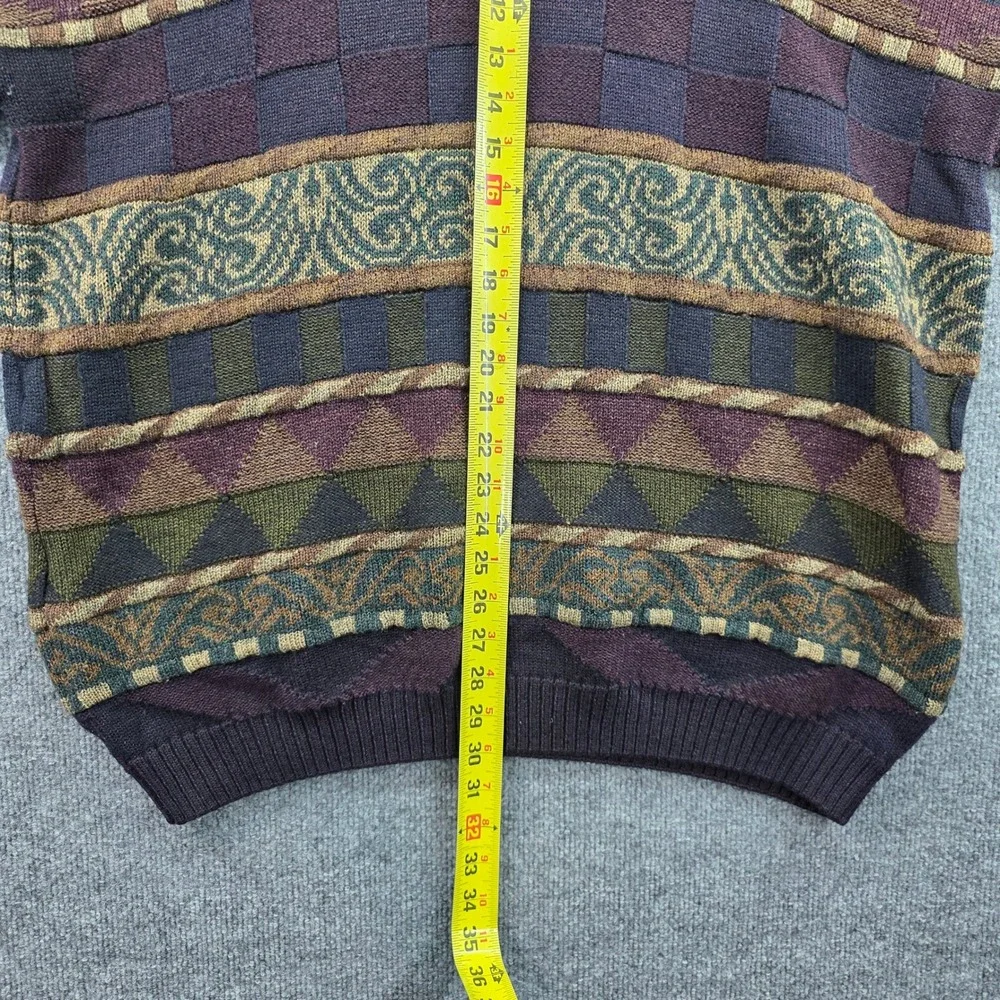 Saxony Mens XXL Multicolor Geometric Textured Wool Blend Crewneck Sweater Canada